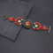 S-0110 Vintage Style Red Flower Necklace Bracelet Earring Jewelry Sets