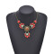 S-0110 Vintage Style Red Flower Necklace Bracelet Earring Jewelry Sets