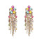 E-6720 Fashion Luxury Multi layered Rhinestone Chain Tassel Earrings Black Multi Women Dangle Earrings