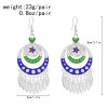 E-6721 Fashion Blue Green Enamel Flower Dangle Earrings Drop Tassel For Women Party Gift Jewelry