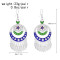 E-6721 Fashion Blue Green Enamel Flower Dangle Earrings Drop Tassel For Women Party Gift Jewelry