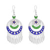 E-6721 Fashion Blue Green Enamel Flower Dangle Earrings Drop Tassel For Women Party Gift Jewelry