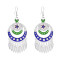 E-6721 Fashion Blue Green Enamel Flower Dangle Earrings Drop Tassel For Women Party Gift Jewelry