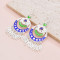 E-6721 Fashion Blue Green Enamel Flower Dangle Earrings Drop Tassel For Women Party Gift Jewelry