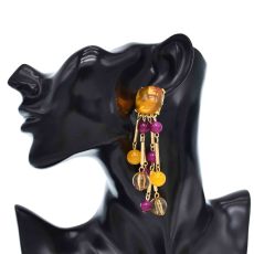 E-6722 Fashion Long Tassel Dangle Earrings Green Yellow Crystal for Women Jewelry Accessories