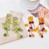 E-6722 Fashion Long Tassel Dangle Earrings Green Yellow Crystal for Women Jewelry Accessories