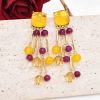 E-6722 Fashion Long Tassel Dangle Earrings Green Yellow Crystal for Women Jewelry Accessories