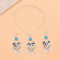 N-8300 Bohemian Vintage Silver Green Enamel Leaf Tassel Necklace Earring Set Ethnic Ornament Jewelry Set