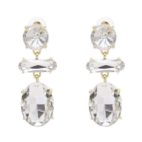 E-6726 Fashion Luxury Gold Plated Big Glass Crystal Tassel Earrings Women Dangle Earrings