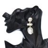 E-6726 Fashion Luxury Gold Plated Big Glass Crystal Tassel Earrings Women Dangle Earrings