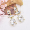 E-6726 Fashion Luxury Gold Plated Big Glass Crystal Tassel Earrings Women Dangle Earrings