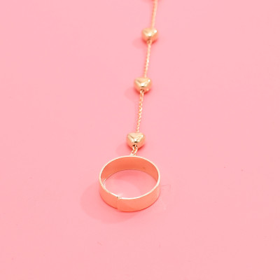 B-1321 Fashion Style Gold Plated Heart Beads Bracelet with Ring