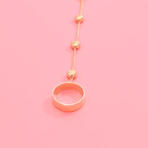 B-1321 Fashion Style Gold Plated Heart Beads Bracelet with Ring