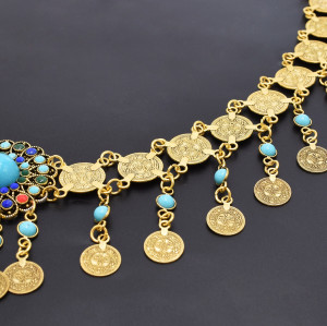 N-8306 New Colorful Acrylic Beads Coin Tassels Multi Flower Women's Belt Fashion Waistchain