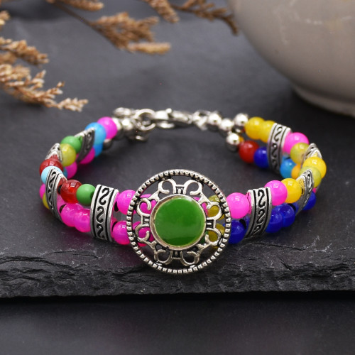 B-1322 Exclusive Custom Colored Beaded Bohemian Style Women's Fashion Bracelet