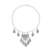 N-8135 Vintage Gold Leaf Tassel Crystal Pendant Necklace