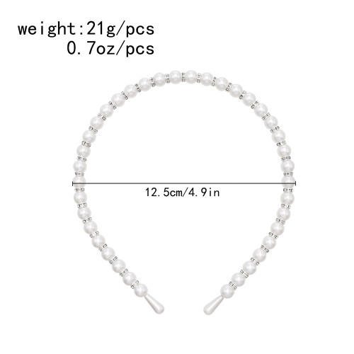 F-1159 New Elegant Pure White Round Pearl Women's Fashionable And Minimalist Hairband