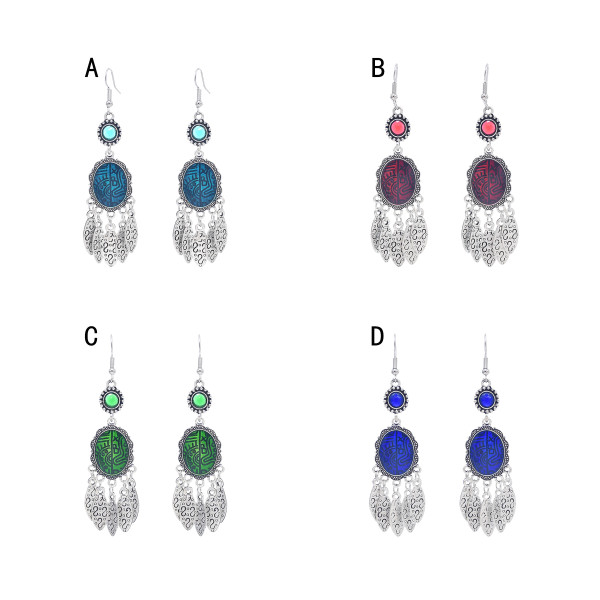 E-6727 Leaves Tassels Women Drop Earrings Vintage Bohemian Ethnic Charms Earrings