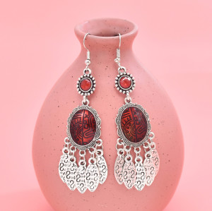 E-6727 Leaves Tassels Women Drop Earrings Vintage Bohemian Ethnic Charms Earrings