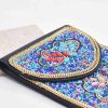 N-8314 New flower pattern Turquoise Rice Beads Short Hand Bag Purse Cosmetic Bag for Women Girls party Accessories