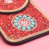 N-8315 Red Beaded Turquoise Flower Short Hand Bag Purse Cosmetic Bag for Women Girls party Accessories