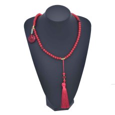 N-8319 Red Beads Women Necklace Tassel Pendant Ethnic Charms Necklaces