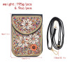N-8322 Bohemian Brown Beaded Shell Flower Short Hand Bag Purse Cosmetic Bag for Women Girls
