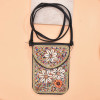 N-8322 Bohemian Brown Beaded Shell Flower Short Hand Bag Purse Cosmetic Bag for Women Girls
