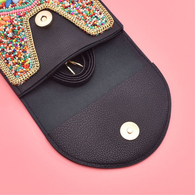 N-8323 Hot Selling New Bohemian Style Colorful Handmade Rice Bead Inlaid With Several Small Square Bags In Shape