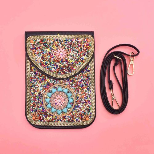 N-8324 Hot Selling New Bohemian Style Colorful Handmade Rice Bead Inlaid With Several Small Square Bags In Shape