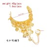 B-1327 Golden Coin Long Chain Pull Finger Indian Belly Dance Bracelet for Women