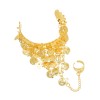 B-1327 Golden Coin Long Chain Pull Finger Indian Belly Dance Bracelet for Women