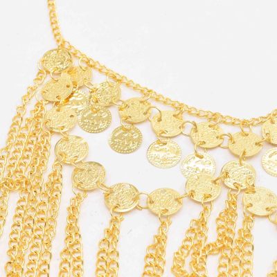 N-8326 Luxury Gold Multilayers Coin Tassel Head Chains Mask Veil Face Chains for Women Lady Dance Night Club Party Jewelry