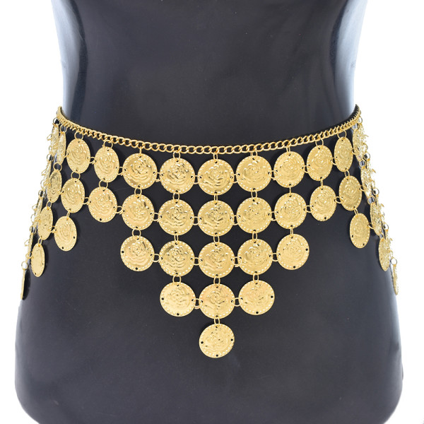 N-8325 New Luxury Gold Coin Pendant Women's Heavy Metal Gold Waist Chain