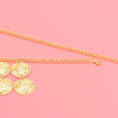 N-8325 New Luxury Gold Coin Pendant Women's Heavy Metal Gold Waist Chain