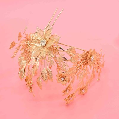 F-1163 Gold Silver Flower Pattern Women Crown Hair Accessories Jewelry Wedding
