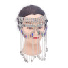 F-1165 Women Hair Jewelry Silver Coin Tassel Arab Ethnic Love Pendant Face Chains Mask