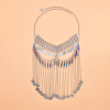F-1165 Women Hair Jewelry Silver Coin Tassel Arab Ethnic Love Pendant Face Chains Mask