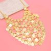 F-1167 Fashion Women Coin Tassel Hair Jewelry Golden Arab Ethnic Love Pendant Face Chains