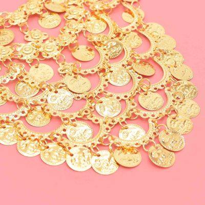 F-1167 Fashion Women Coin Tassel Hair Jewelry Golden Arab Ethnic Love Pendant Face Chains