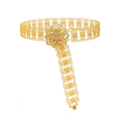 N-8228 Fashion Ethnic Gold Hollowed Flower Belt Waist Belly Chains