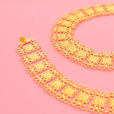 N-8228 Fashion Ethnic Gold Hollowed Flower Belt Waist Belly Chains