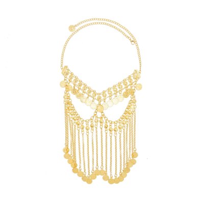 F-1170 Long Tassel Women Hair Jewelry Golden Coin Arab Face Chains