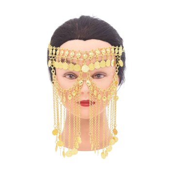 F-1170 Long Tassel Women Hair Jewelry Golden Coin Arab Face Chains