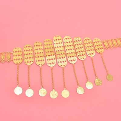N-8332 New Ethnic Gold Coin Pendant Women's Heavy Metal Gold Waist Chain