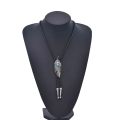 N-8334 Vintage Silver Vintage Golden Color Necklace Leather Rope Alloy Leave Jewelry Bohemian Polo Style