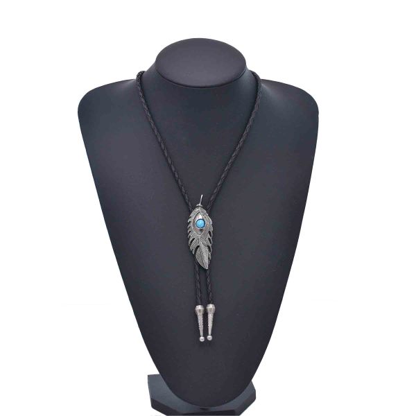 N-8334 Vintage Silver Vintage Golden Color Necklace Leather Rope Alloy Leave Jewelry Bohemian Polo Style