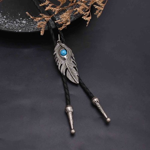 N-8334 Vintage Silver Vintage Golden Color Necklace Leather Rope Alloy Leave Jewelry Bohemian Polo Style