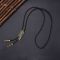 N-8334 Vintage Silver Vintage Golden Color Necklace Leather Rope Alloy Leave Jewelry Bohemian Polo Style