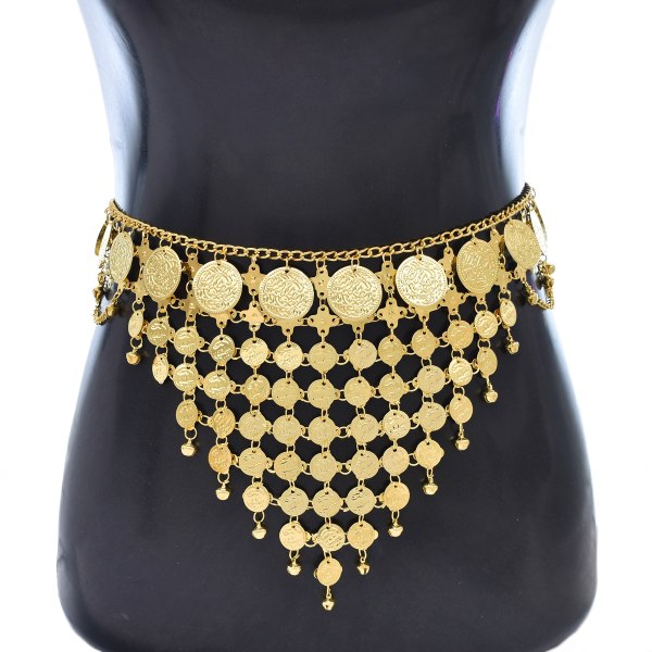 N-8336 New Ethnic Triangle Gold Coin Pendant Women's Heavy Metal Gold Waist Chain